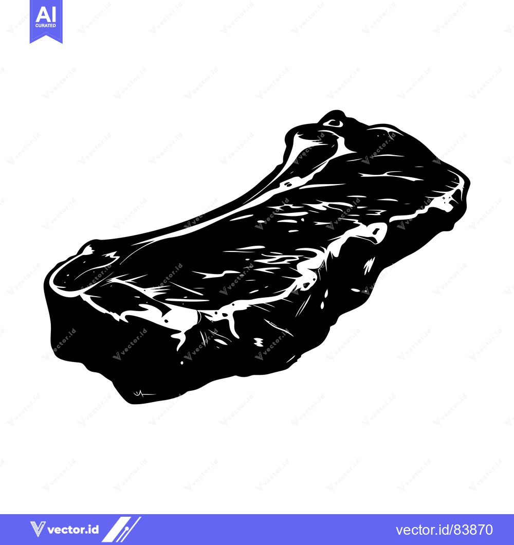 Premium Vector of Black and White Illustration of a Raw Steak