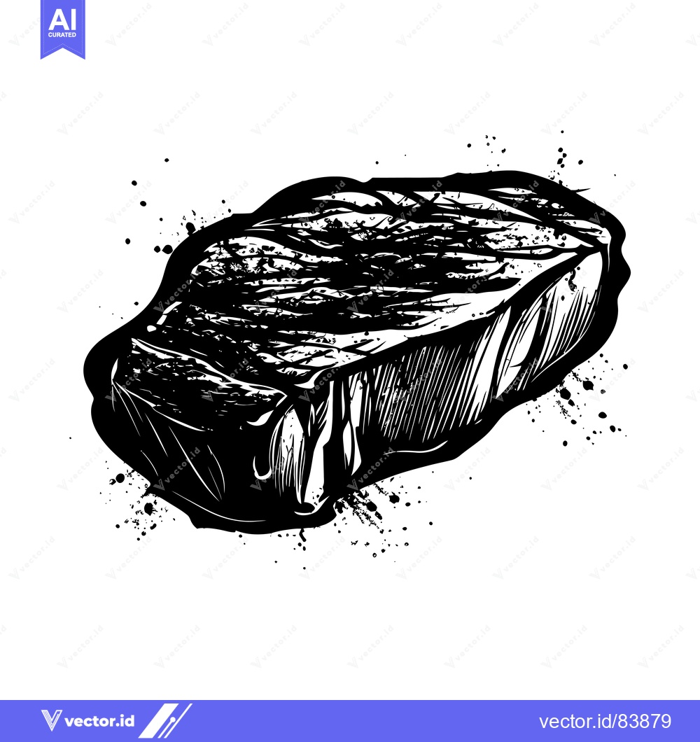 Premium Vector dari Hand-drawn Illustration of a Grilled Steak with Splashes