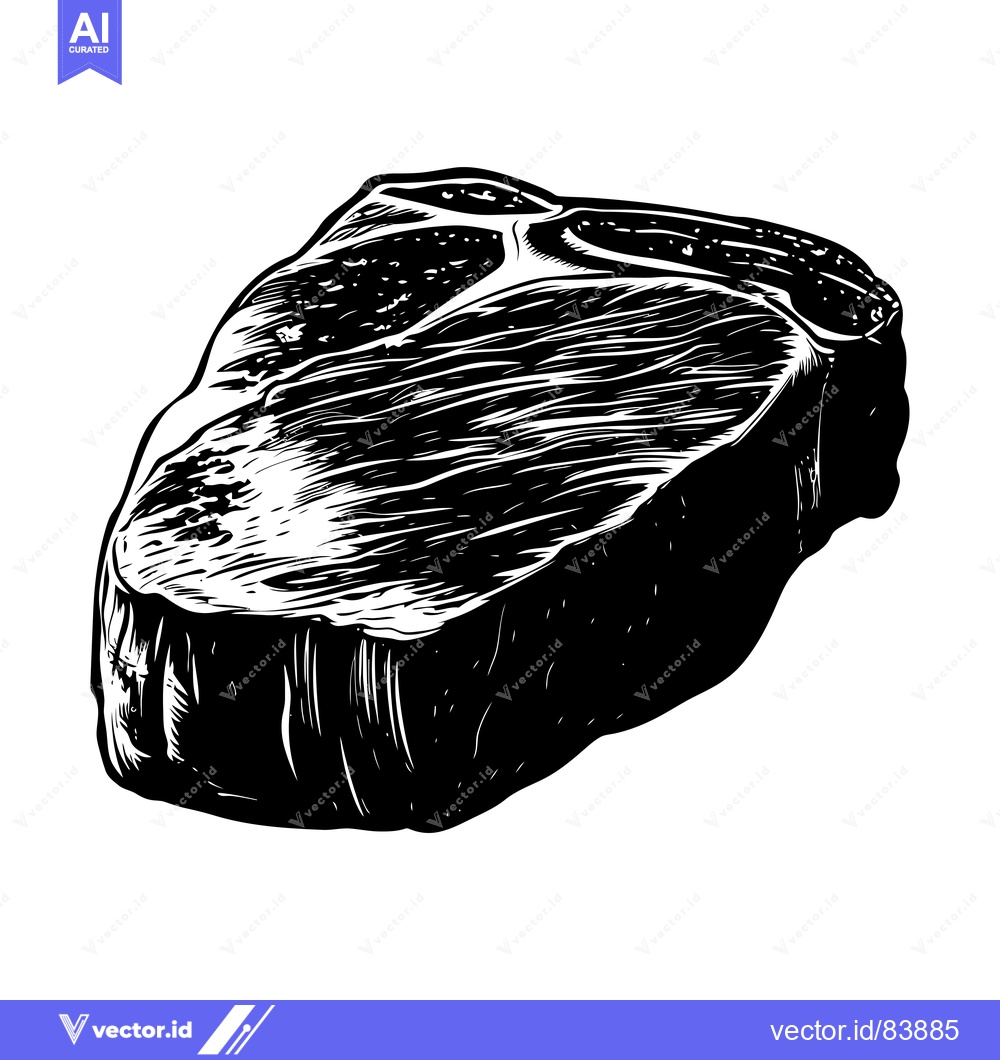 Premium Vector dari Black and White Illustration of a Beef Steak