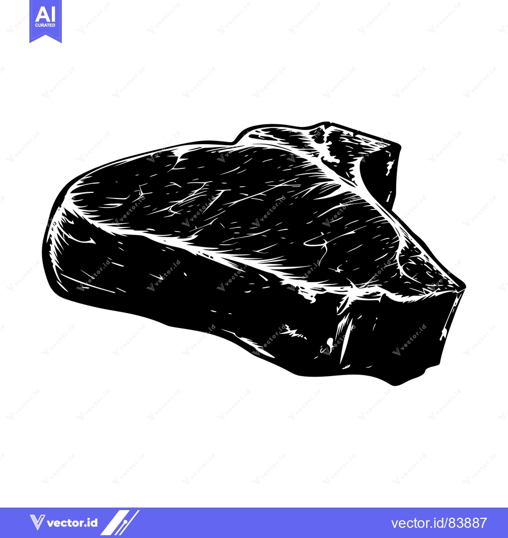 Premium Vector of Black and White Illustration of a Raw T-Bone Steak