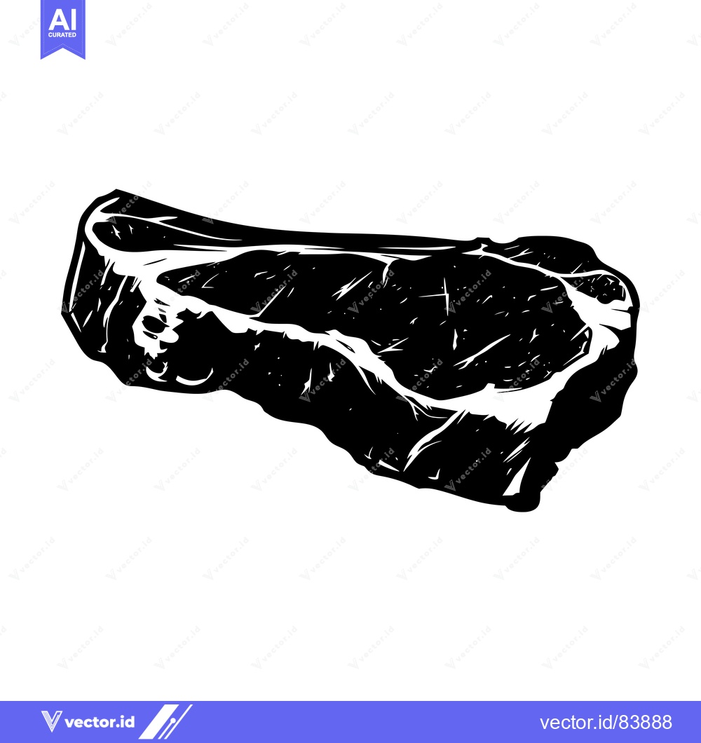 Premium Vector of Black and White Illustration of a Raw Steak