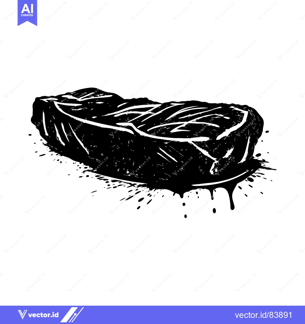 Premium Vector dari Black and White Illustration of a Dripping Steak