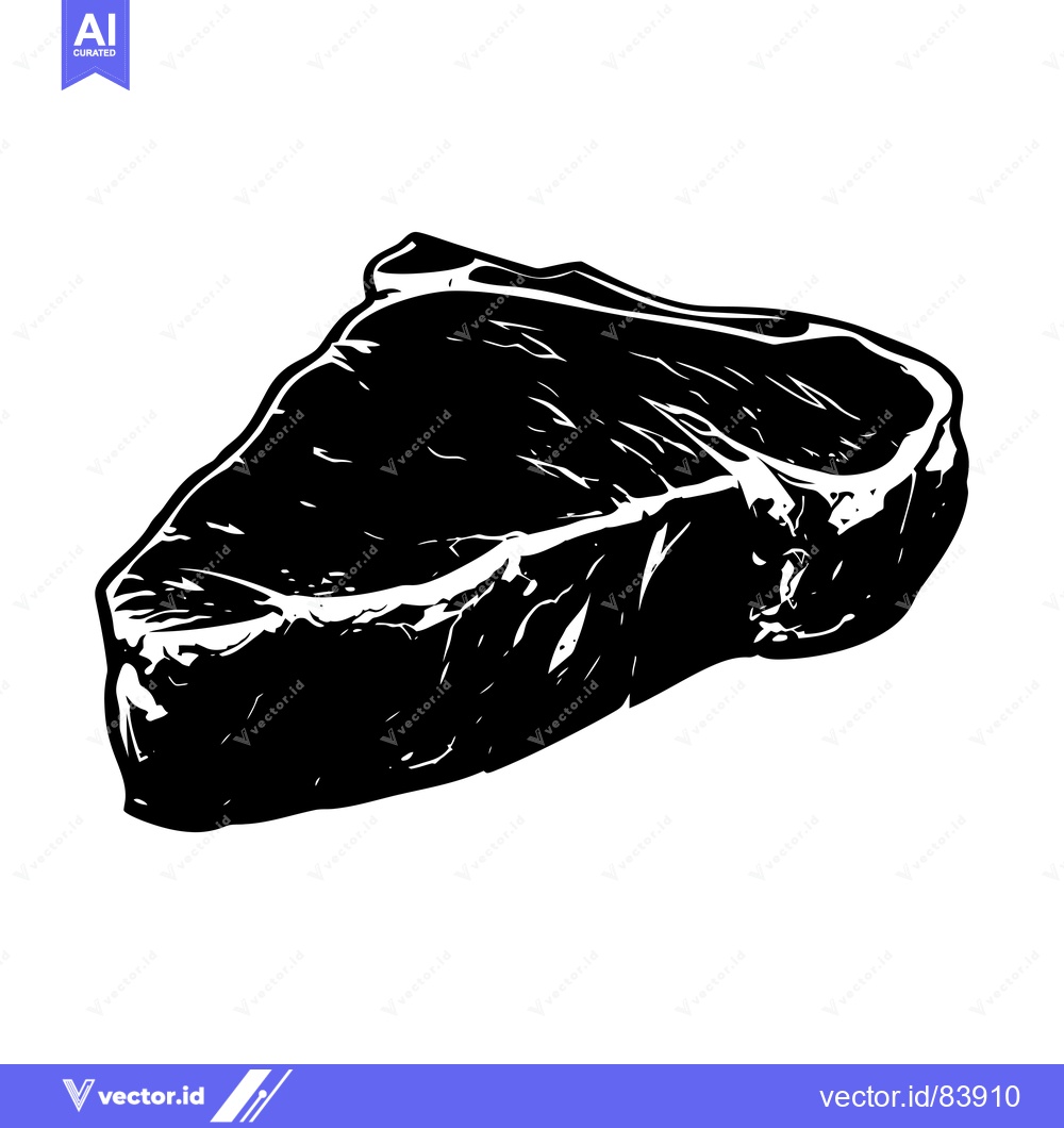 Premium Vector dari Black and White Illustration of a Steak