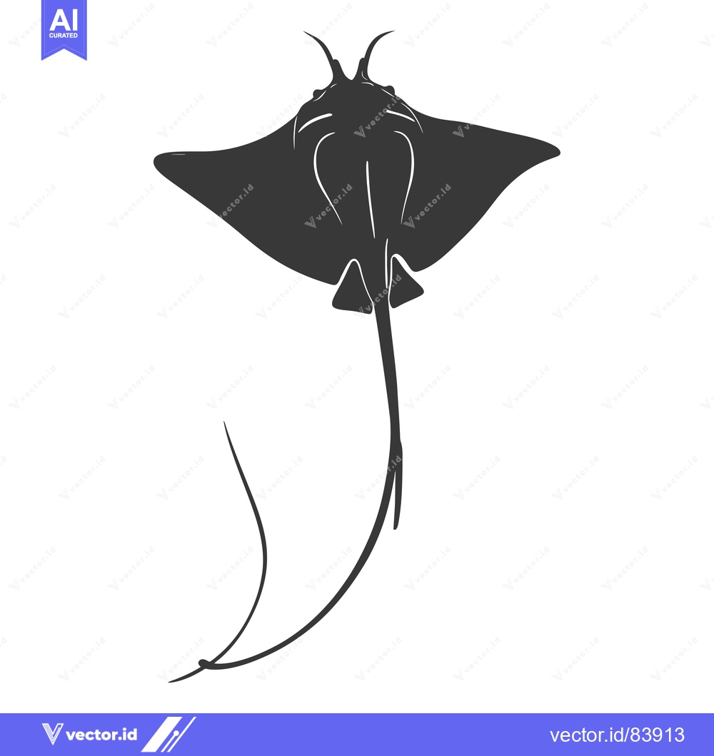 Premium Vector of Black and White Silhouette of a Stingray with a Long Tail