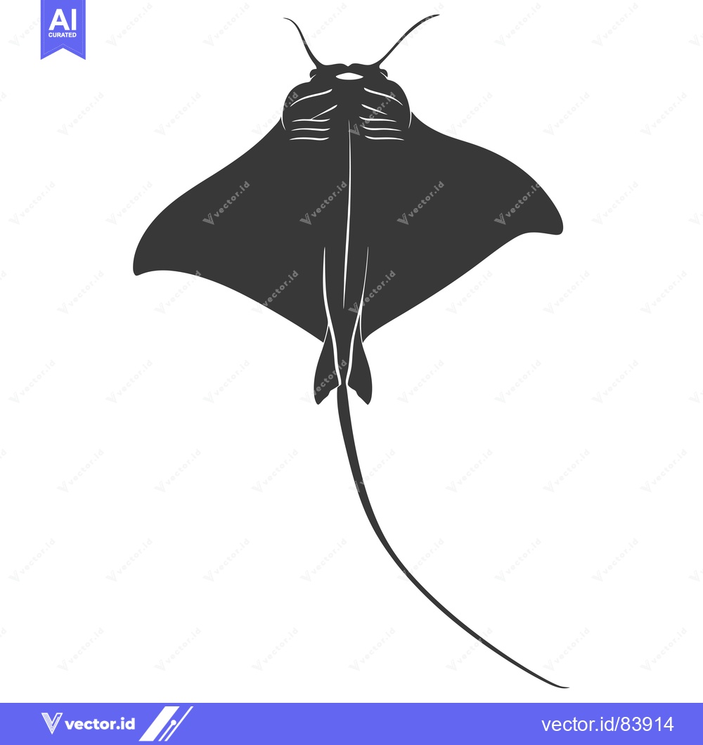 Premium Vector of Silhouette of a Manta Ray Swimming Upwards
