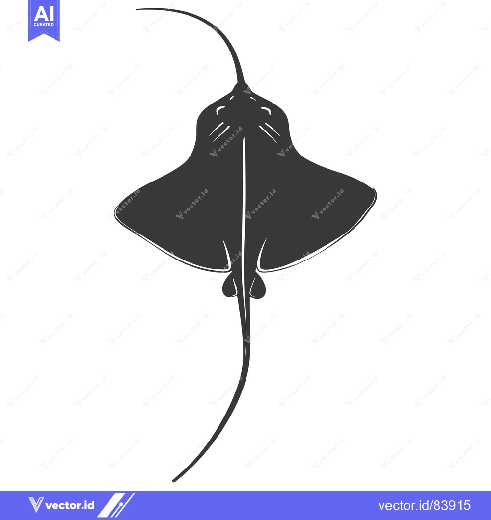 Premium Vector dari Silhouette of a Stingray Viewed from Above