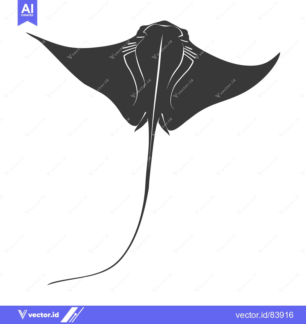 Premium Vector dari Black and White Silhouette of a Manta Ray Swimming