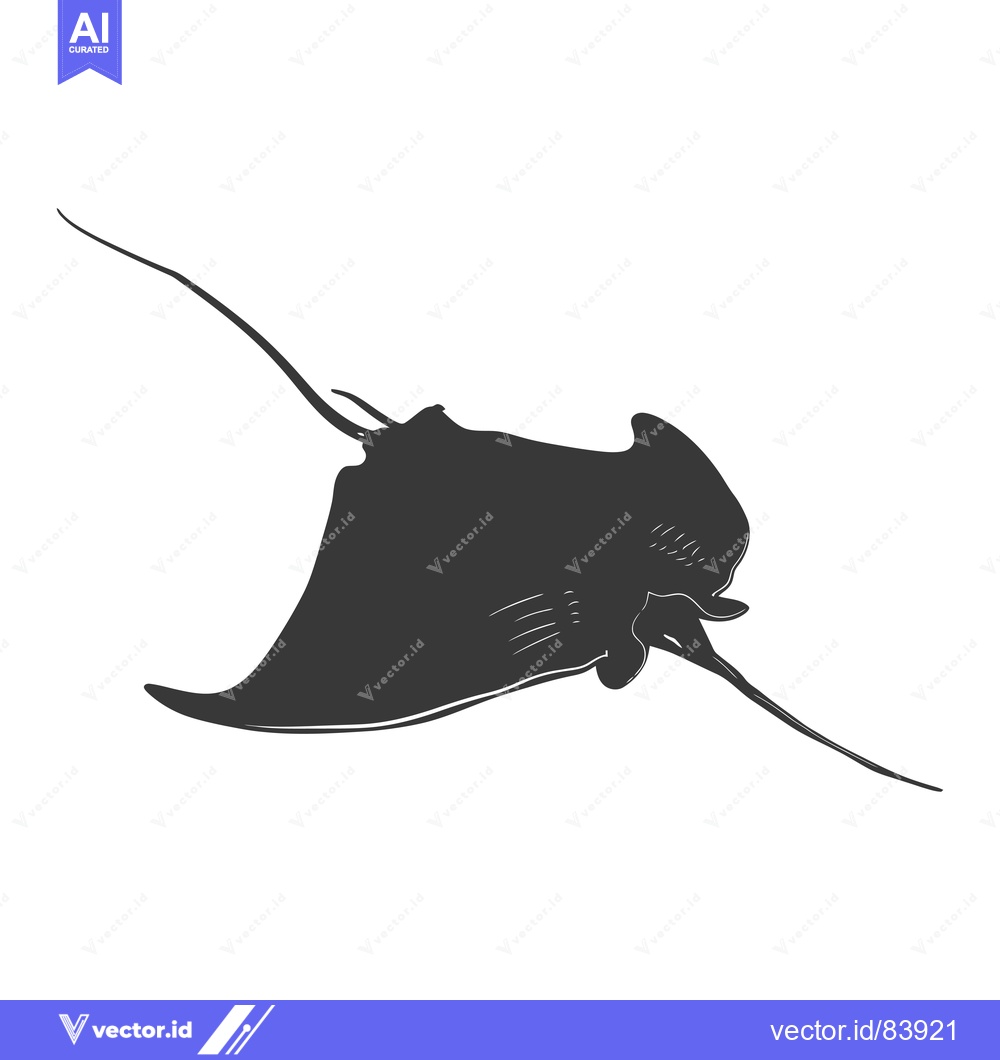 Premium Vector dari A Black and White Hand-Drawn Illustration of a Manta Ray