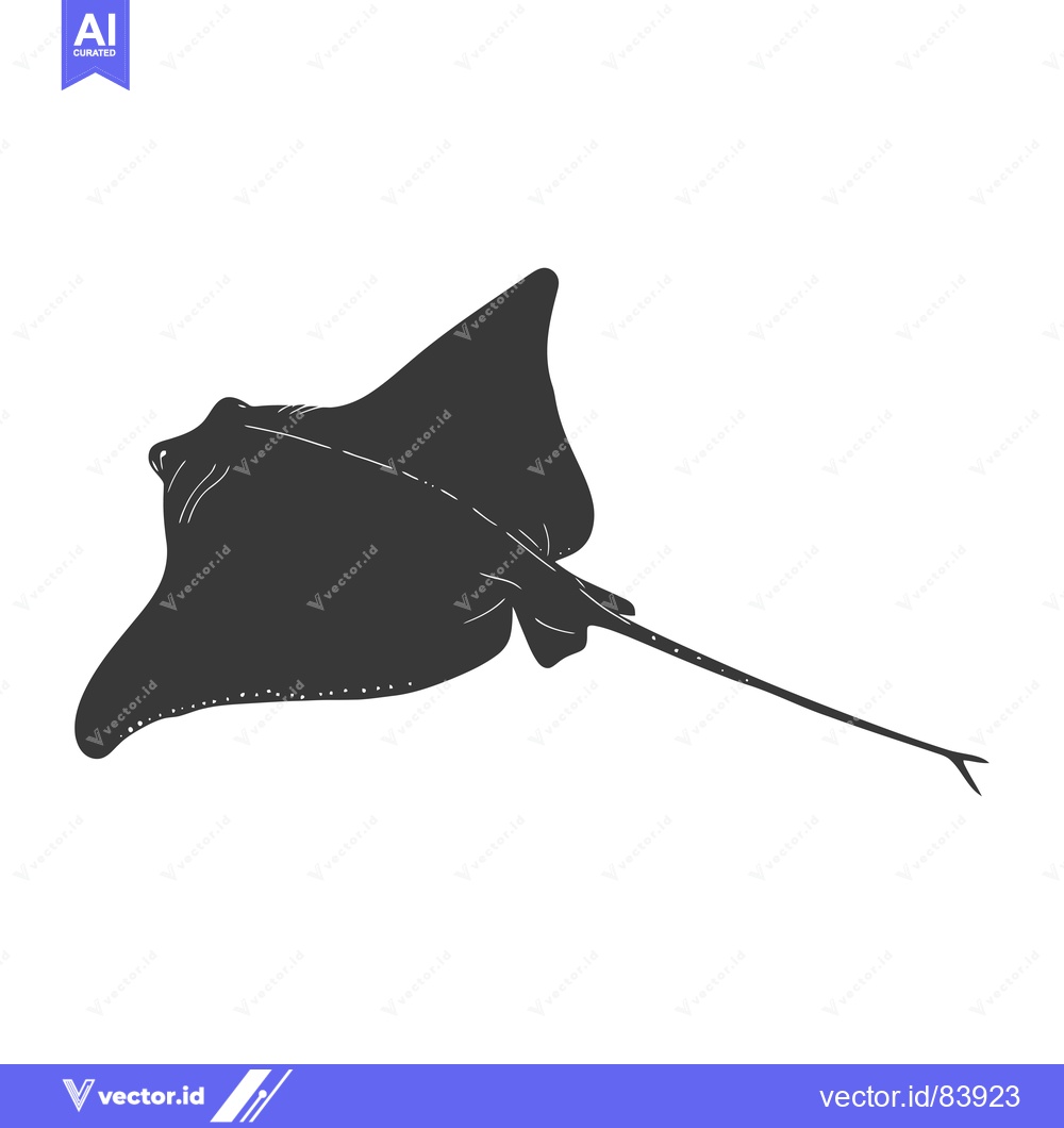Premium Vector dari Black and white silhouette of a stingray swimming
