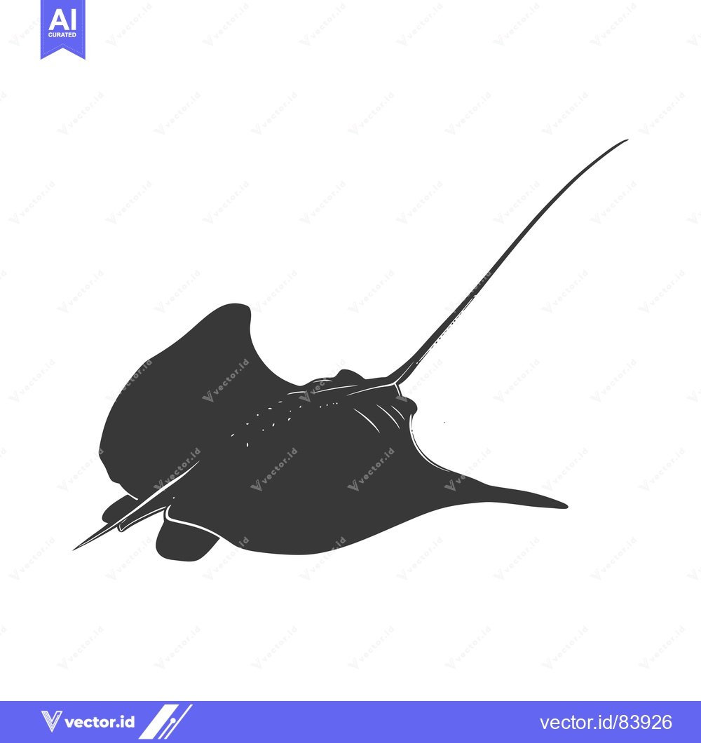 Premium Vector dari Black and white silhouette of a manta ray