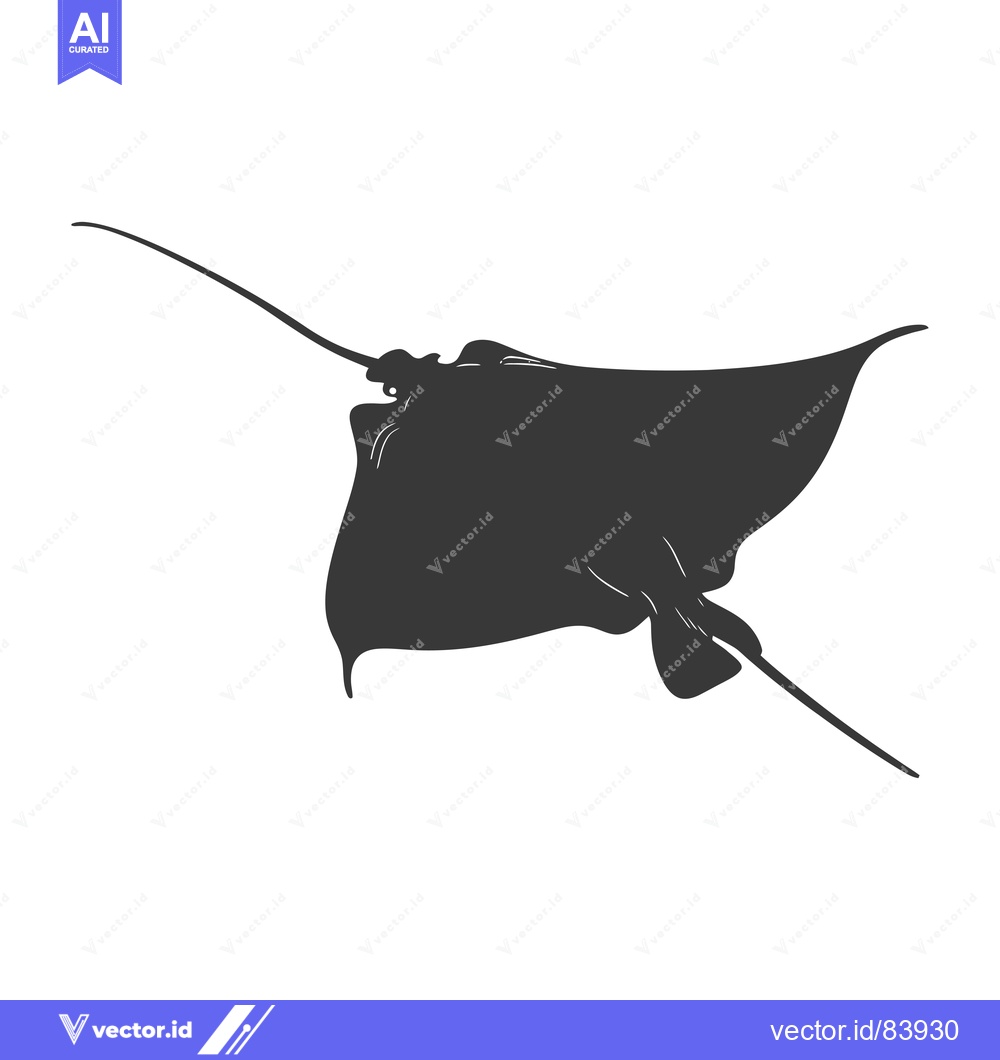Premium Vector of A Black and White Silhouette of a Stingray