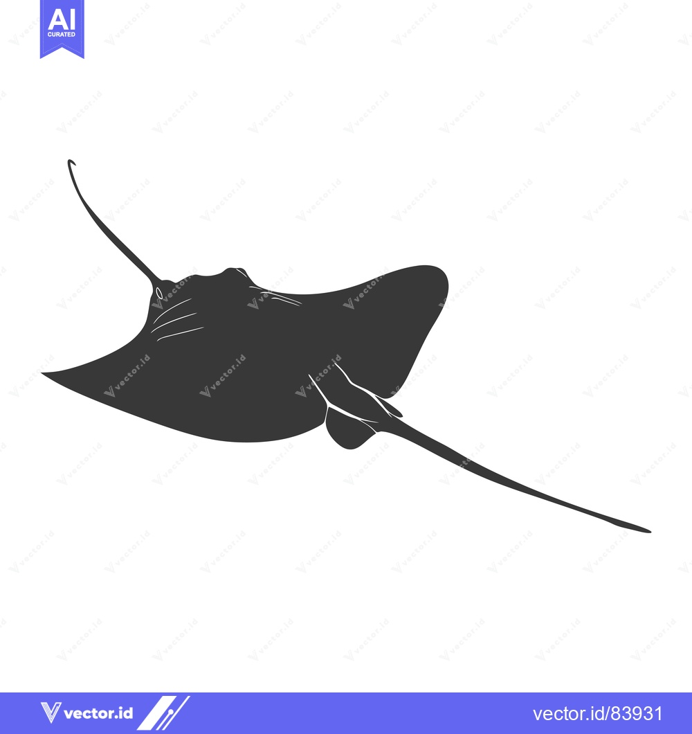 Premium Vector dari A black and white silhouette of a stingray