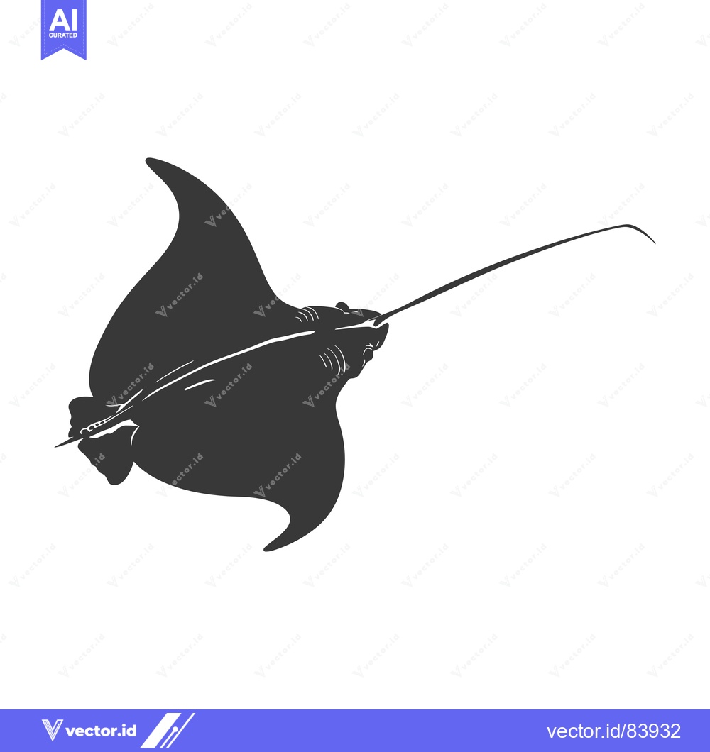Premium Vector of Black and White Silhouette of a Manta Ray
