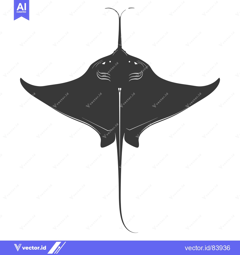 Premium Vector of Silhouette of a manta ray with its wings spread out