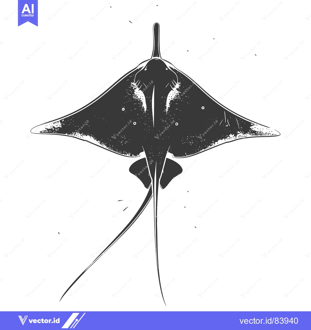 Premium Vector dari Black and White Illustration of a Stingray Viewed from Above