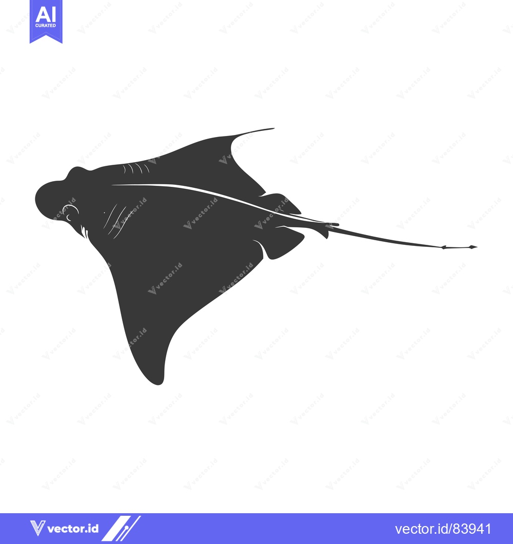 Premium Vector dari Black and White Silhouette of a Stingray Swimming