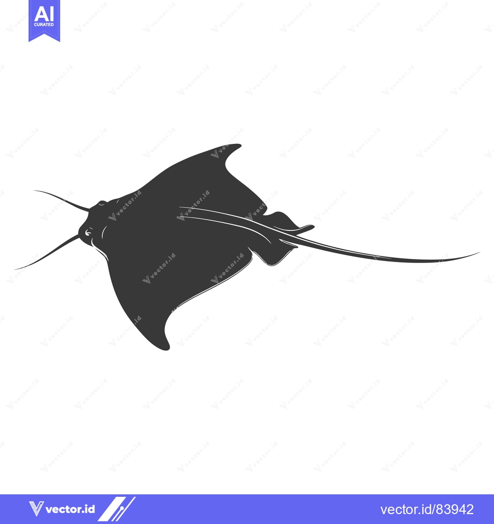 Premium Vector dari A Black and White Silhouette of a Stingray