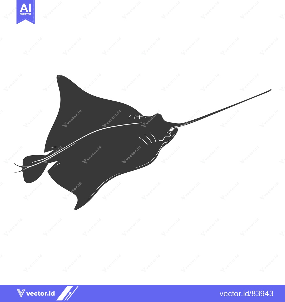 Premium Vector dari Black and White Silhouette of a Manta Ray Swimming