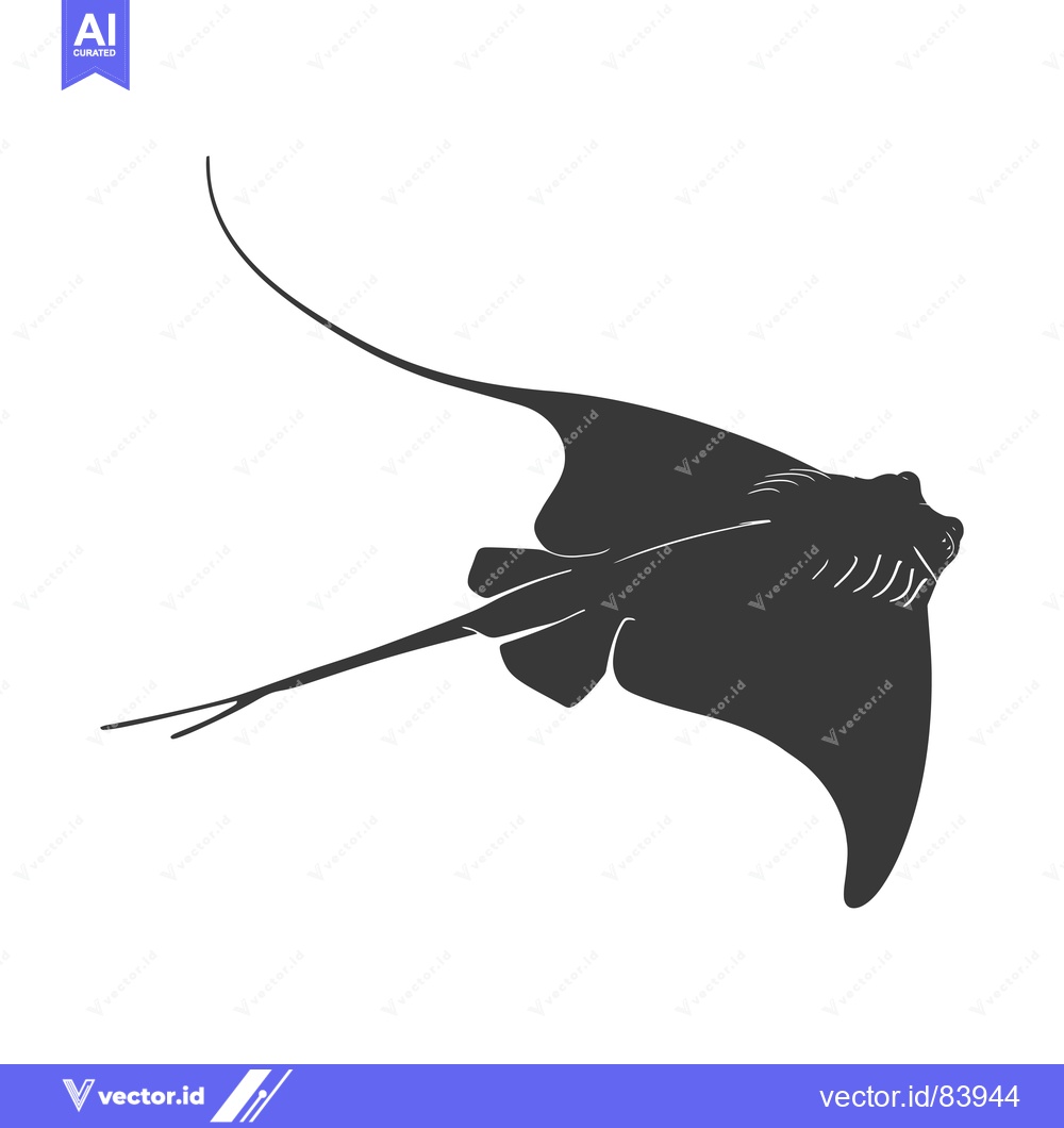 Premium Vector dari Black and White Silhouette of a Stingray Swimming