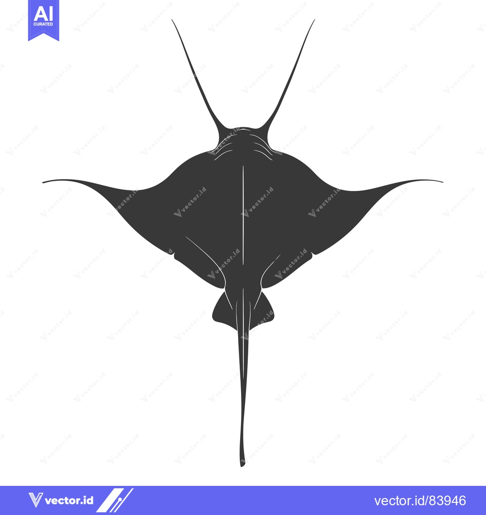Premium Vector dari A Black and White Silhouette of a Manta Ray