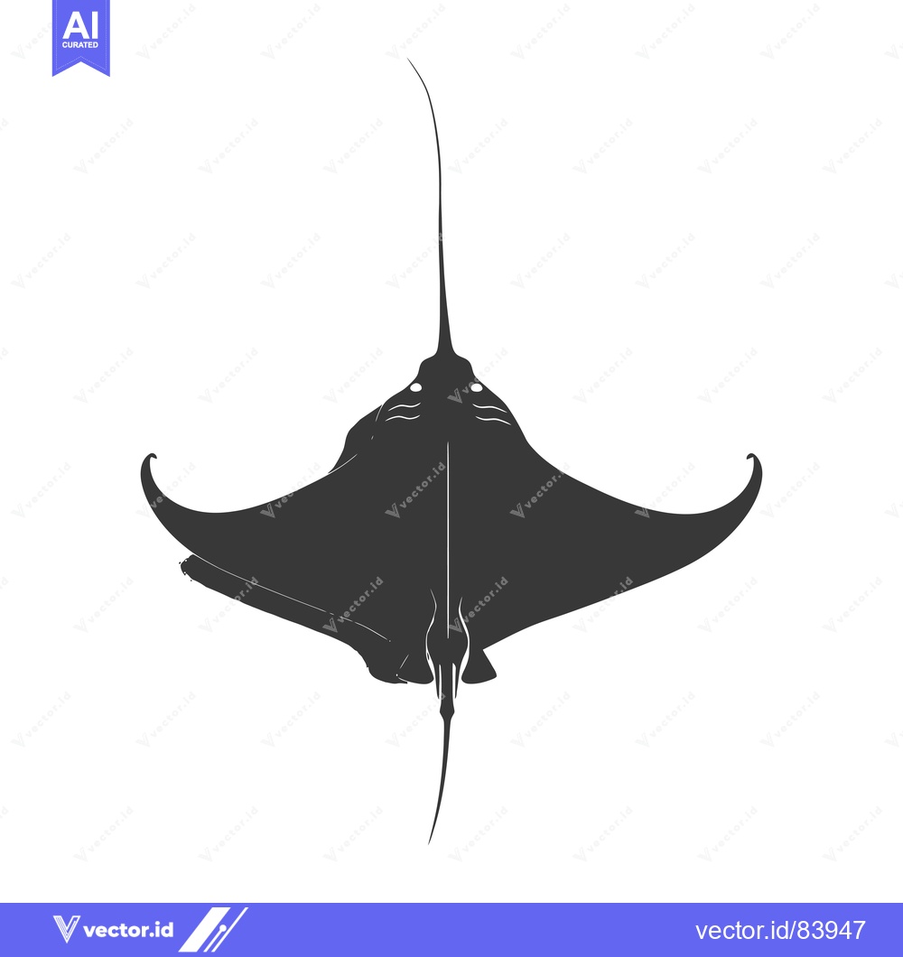 Premium Vector dari Silhouette of a Manta Ray Swimming Upwards