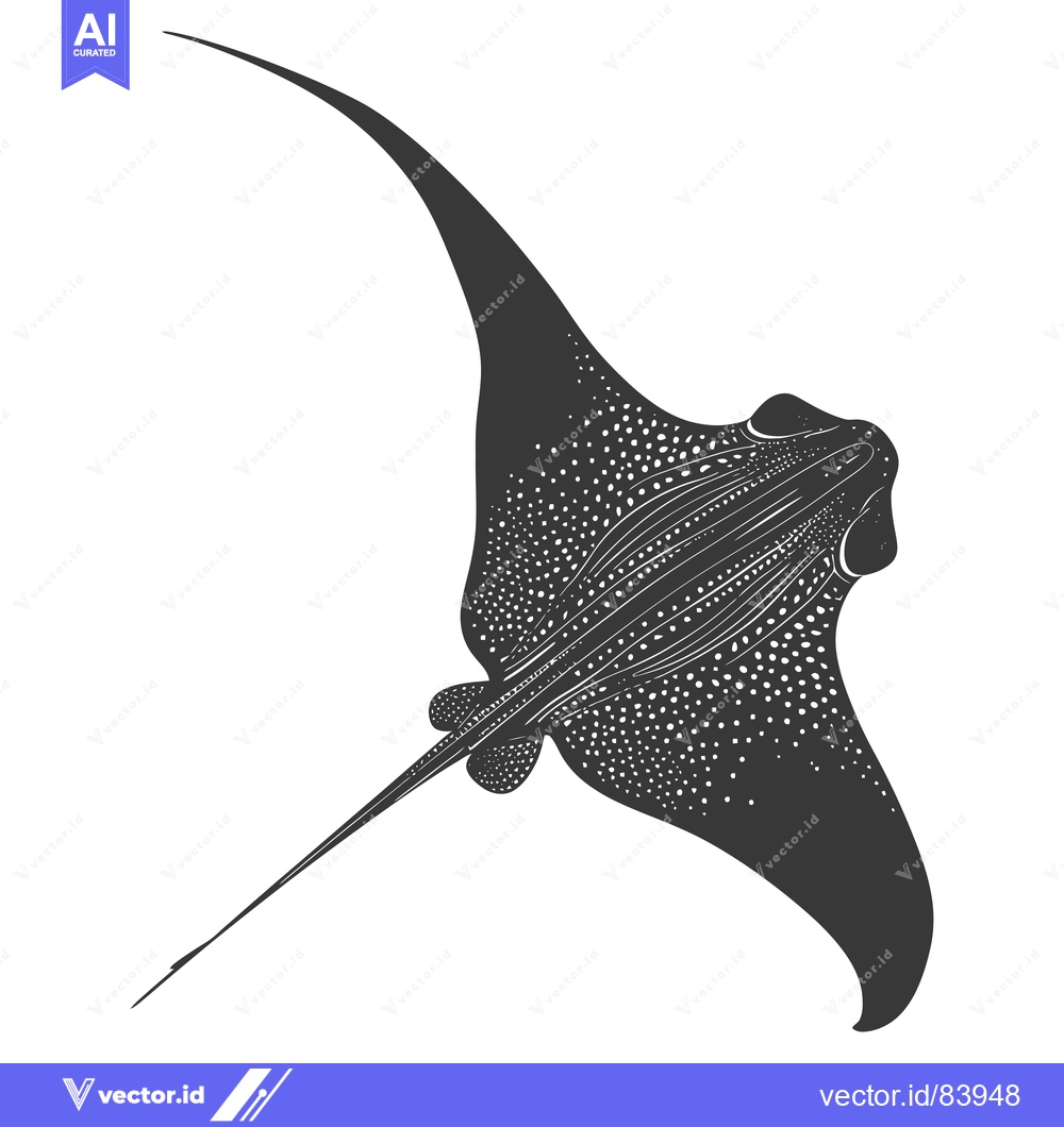Premium Vector of Black and White Illustration of a Spotted Eagle Ray