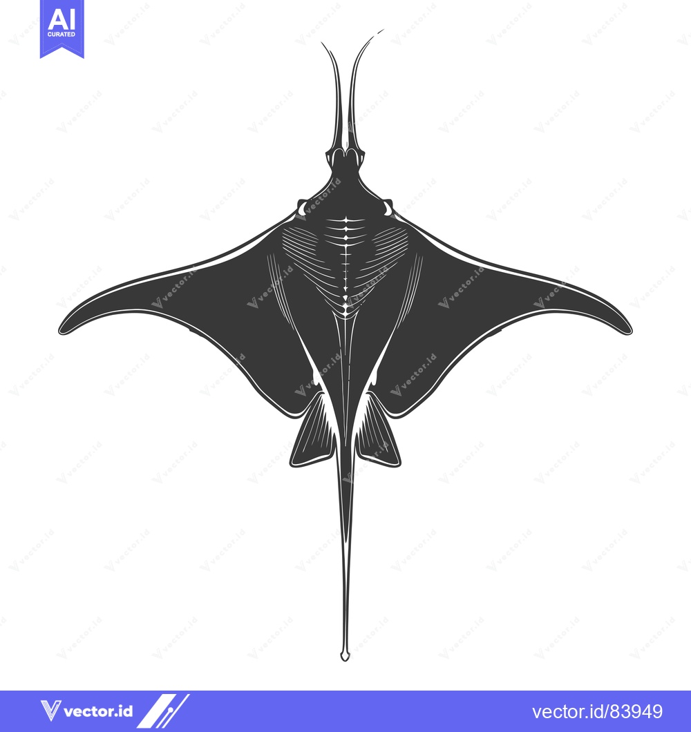 Premium Vector dari Black and White Silhouette of a Manta Ray