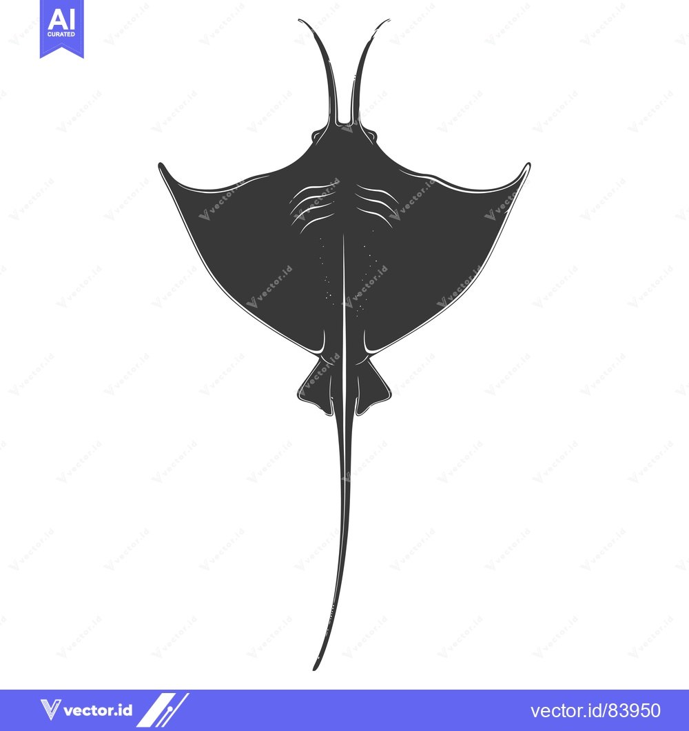 Premium Vector dari Silhouette of a Stingray Viewed from Above