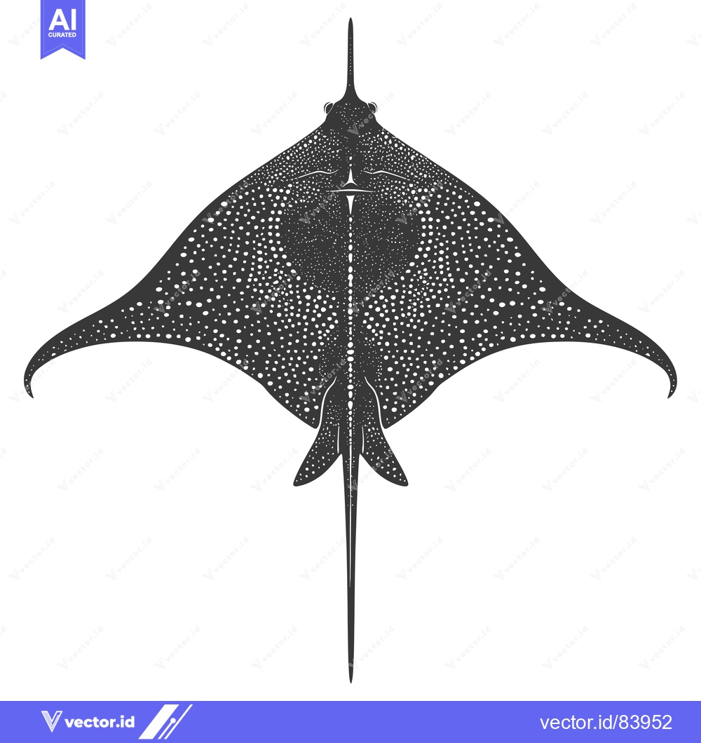 Premium Vector of Spotted ray with long tail viewed from above