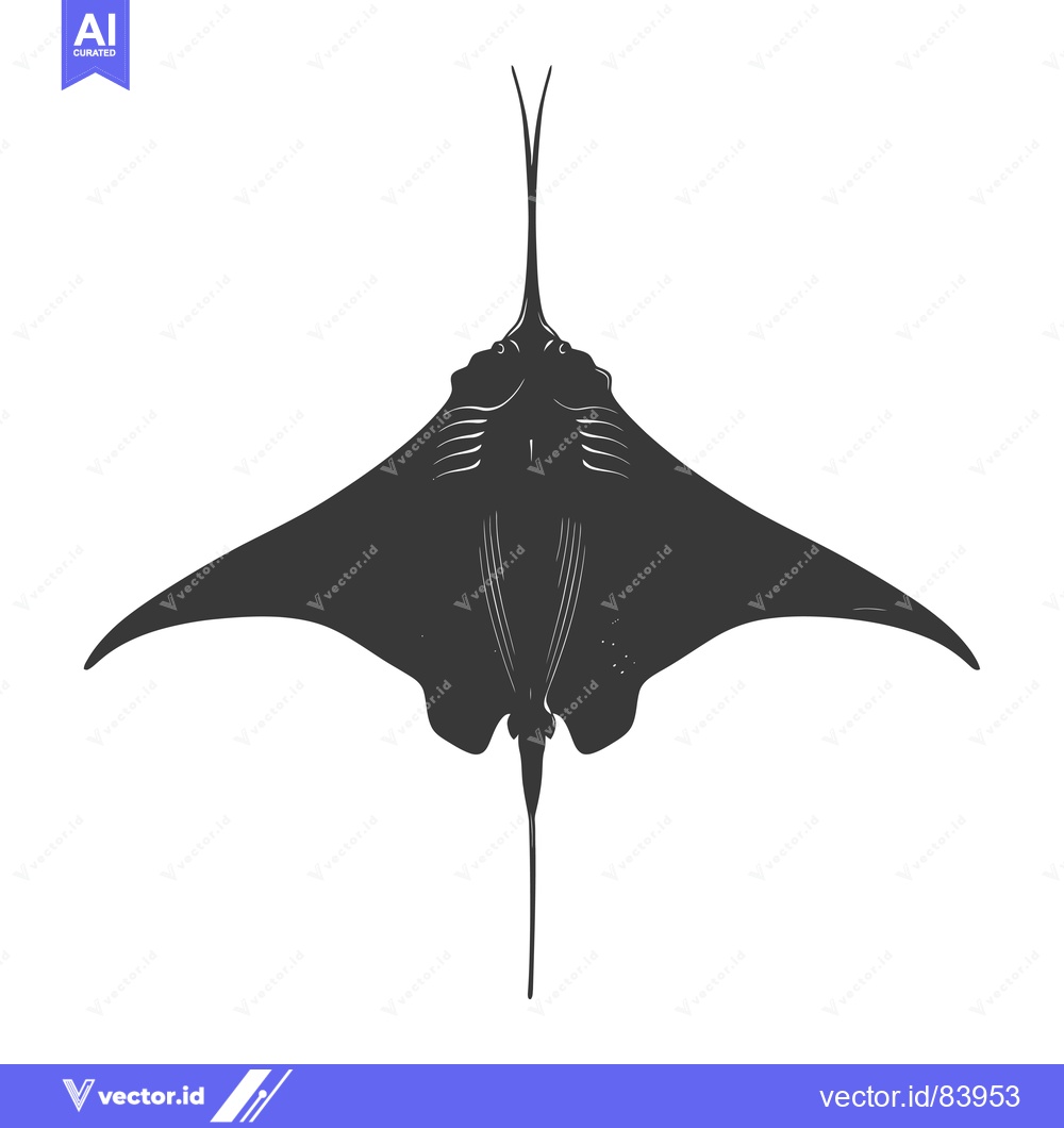 Premium Vector of A Silhouette of a Manta Ray Swimming Underwater