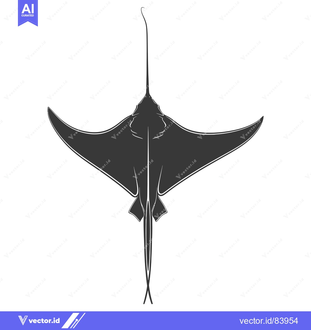 Premium Vector of A Black and White Silhouette of a Manta Ray from Above