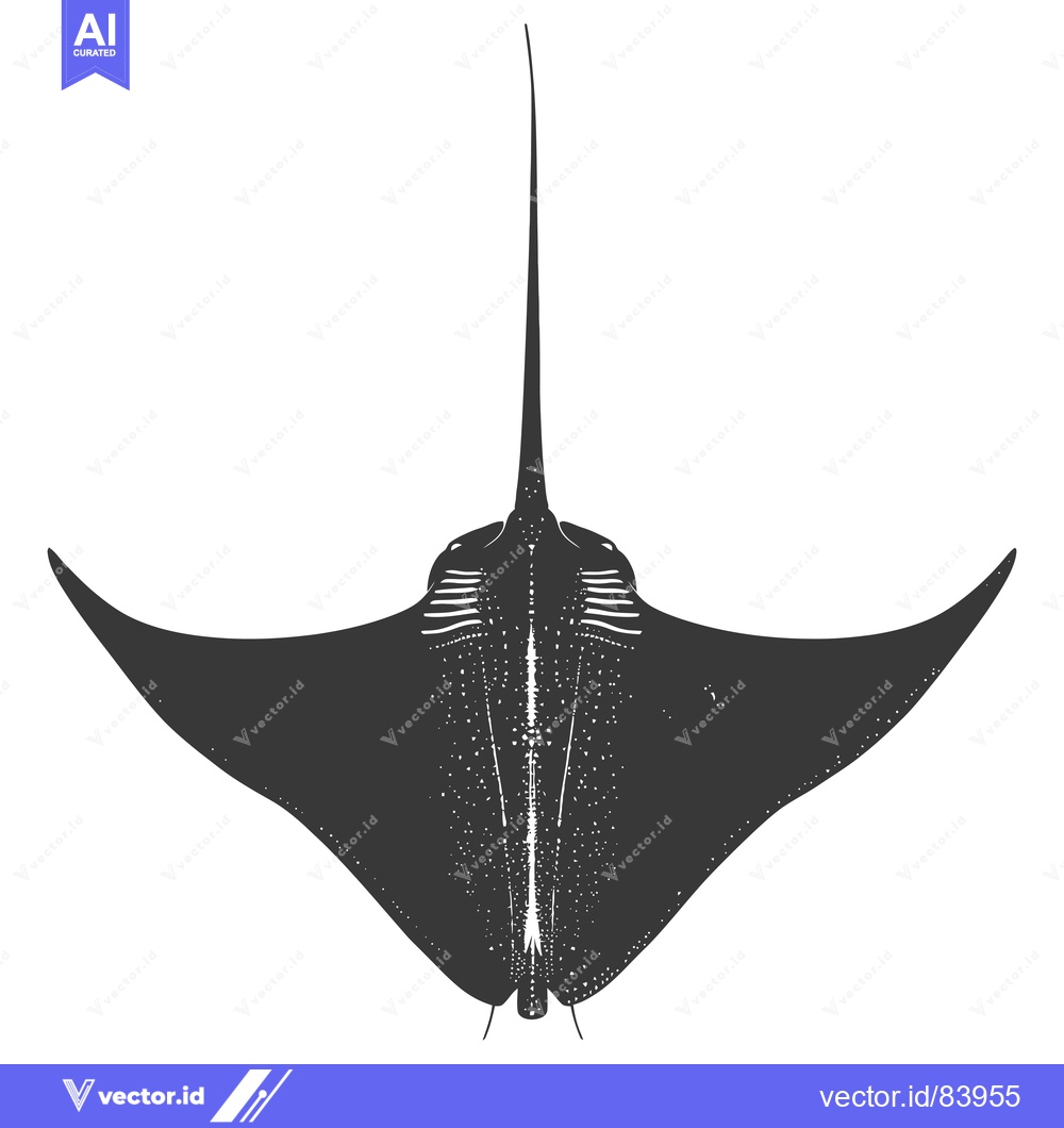 Premium Vector dari Black and White Silhouette of a Manta Ray