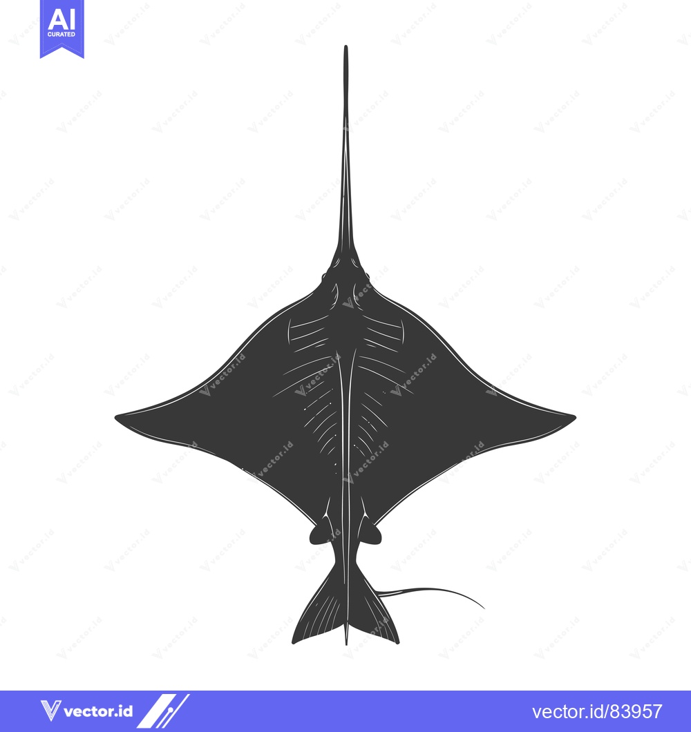 Premium Vector dari Black and White Illustration of a Stingray Viewed from Above