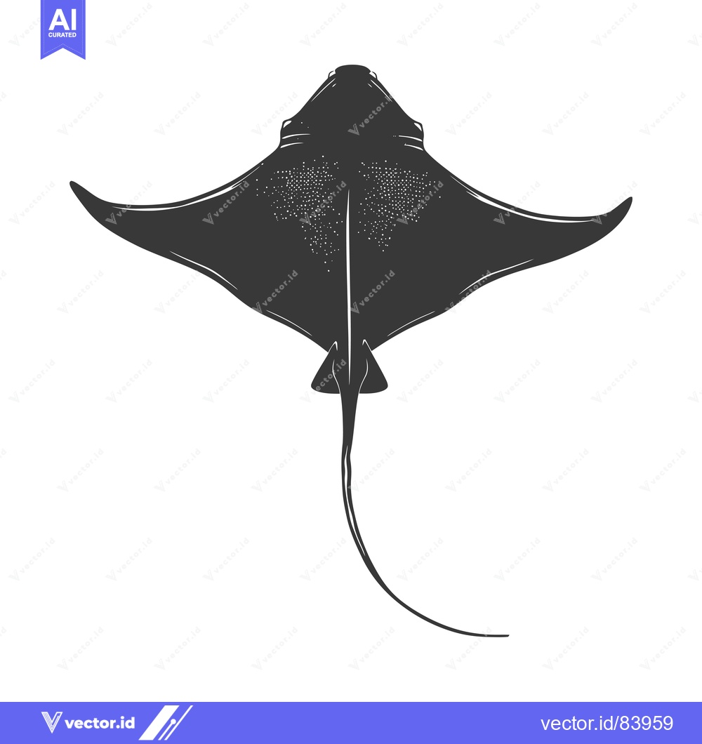 Premium Vector dari Black and White Silhouette of a Stingray