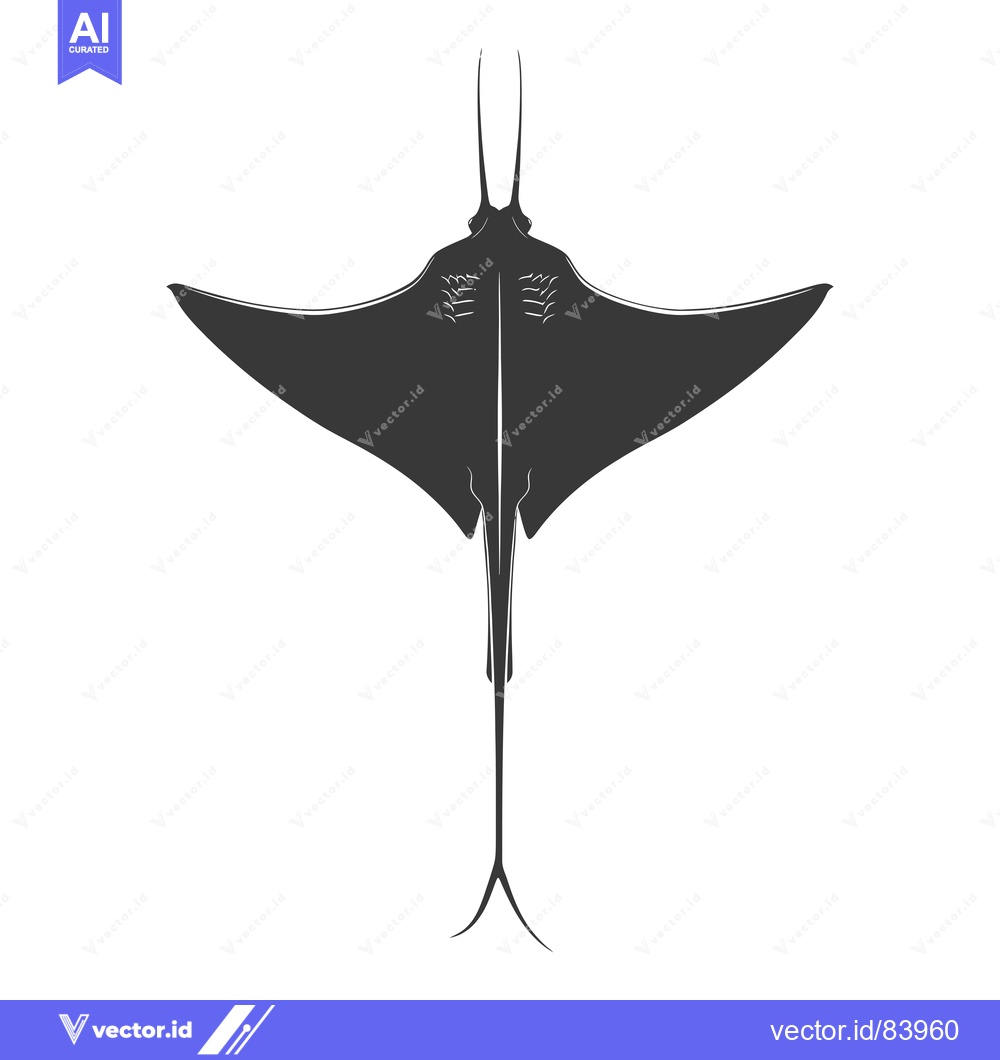 Premium Vector dari Silhouette of a Manta Ray with its Tail Facing Downwards
