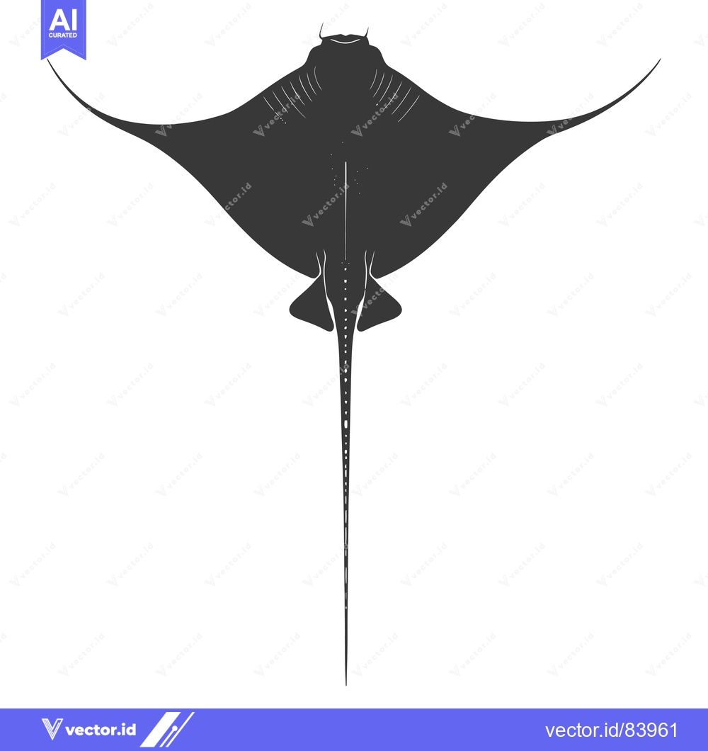 Premium Vector dari Black and white silhouette of a stingray viewed from above