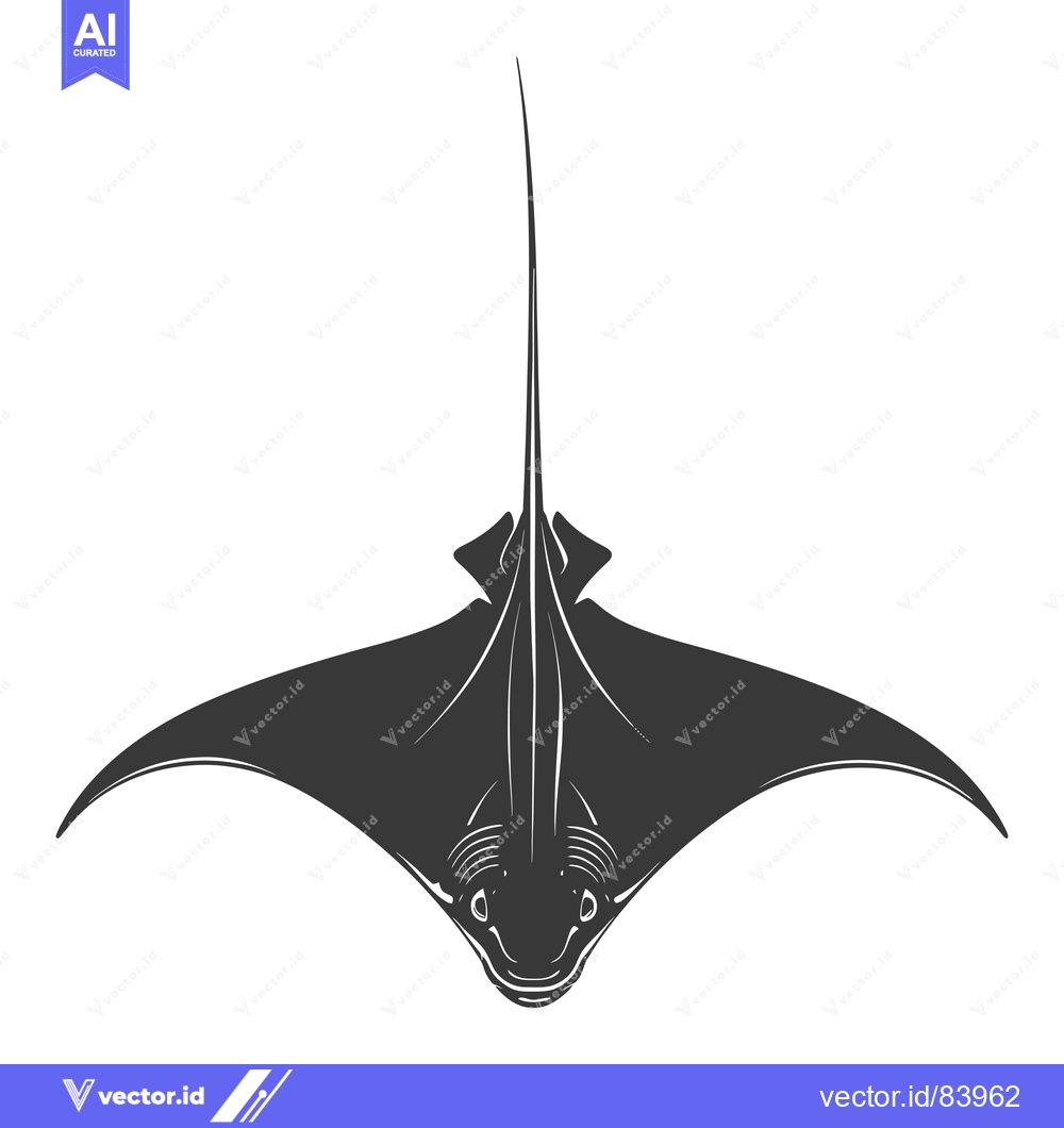 Premium Vector of Black and White Silhouette of a Manta Ray