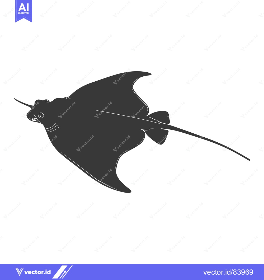 Premium Vector dari Black and White Silhouette of a Stingray Swimming