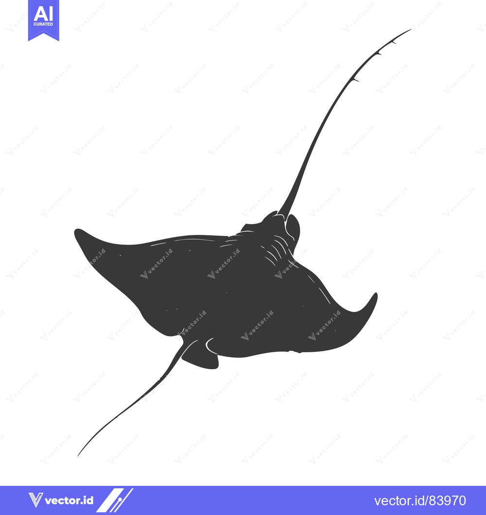 Premium Vector of Silhouette of a Manta Ray Swimming in the Ocean