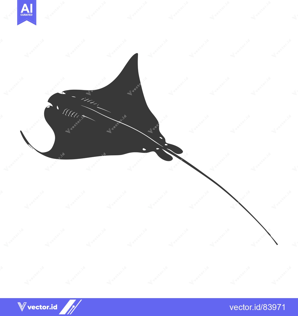 Premium Vector dari Silhouette of a Manta Ray with a Long Tail