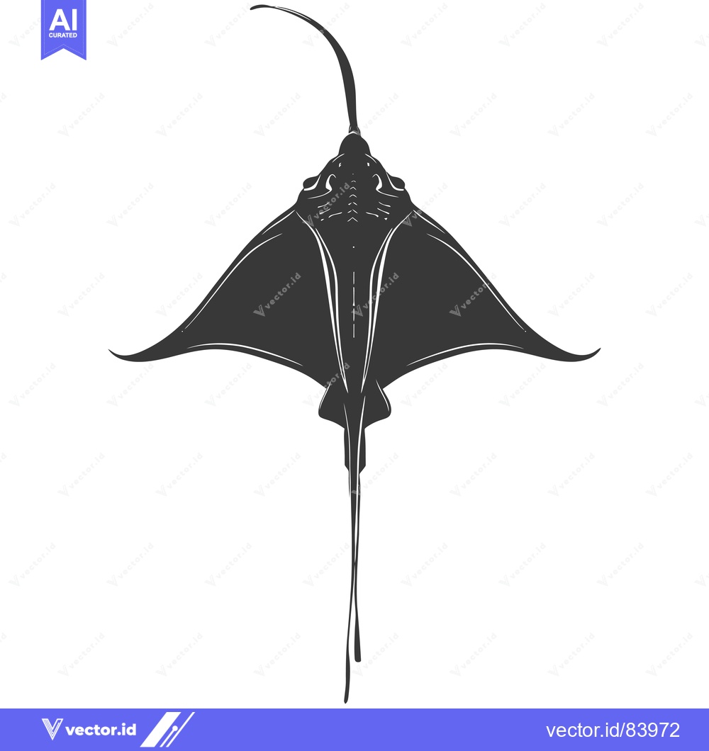 Premium Vector dari Silhouette of a Manta Ray Swimming Upwards