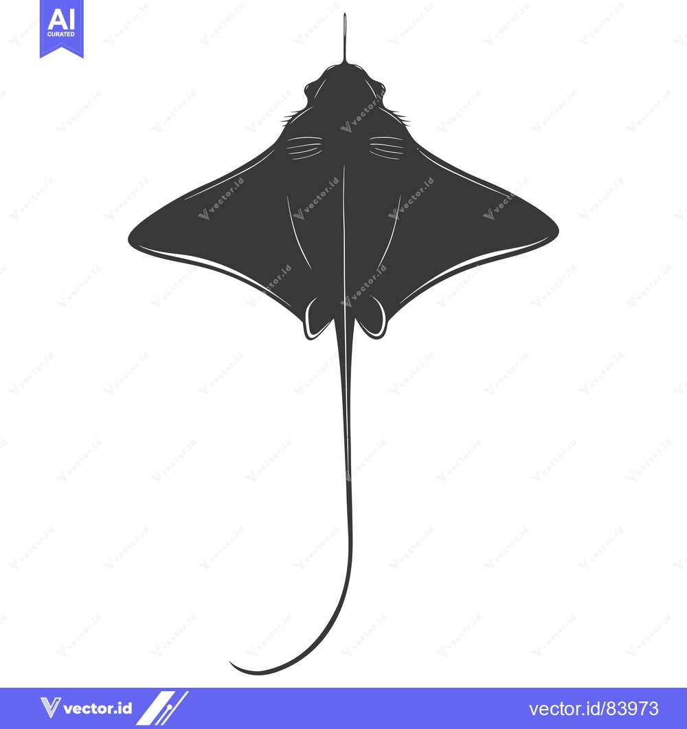 Premium Vector dari Black and White Silhouette of a Stingray