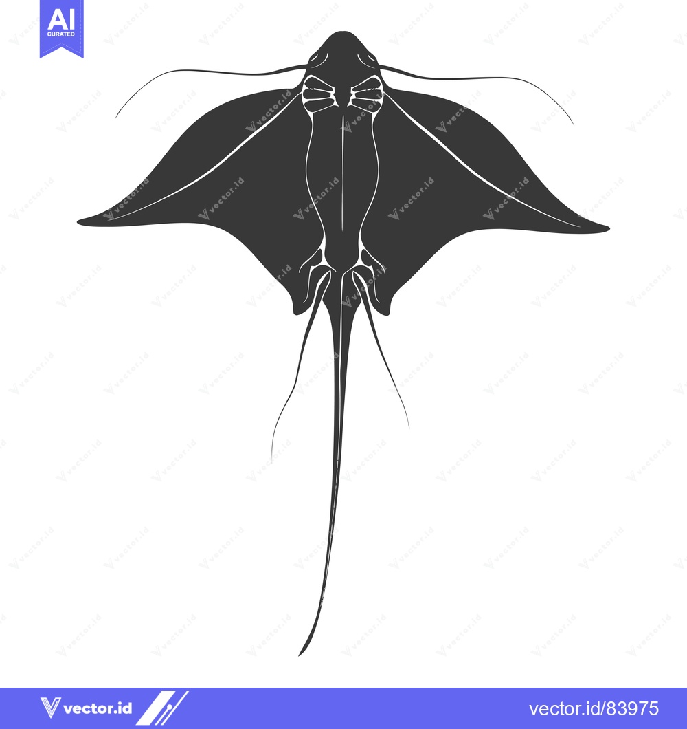 Premium Vector of A Black and White Silhouette of a Stingray Viewed from Above