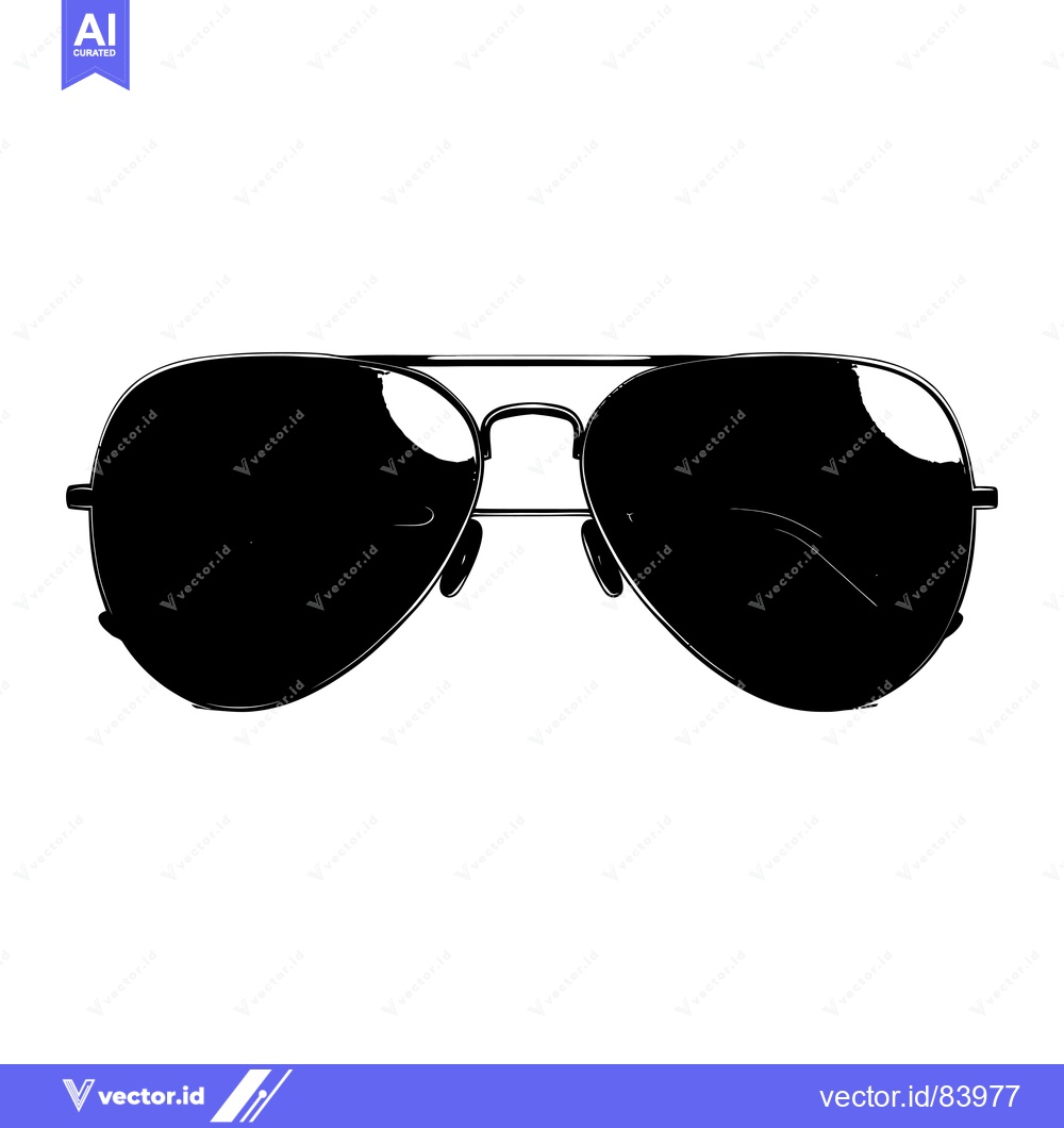 Premium Vector of Black and White Silhouette of Aviator Sunglasses