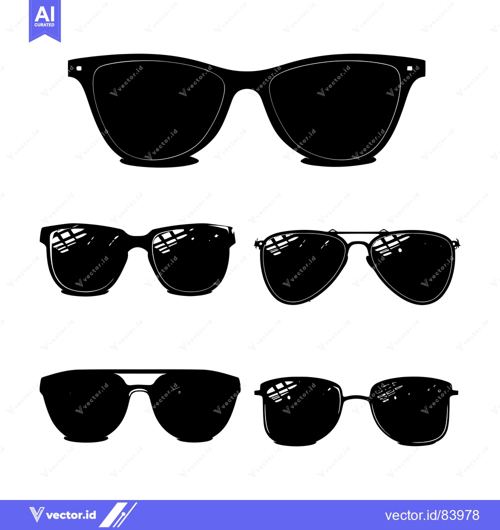 Premium Vector dari Black and White Silhouettes of Four Different Sunglasses Styles
