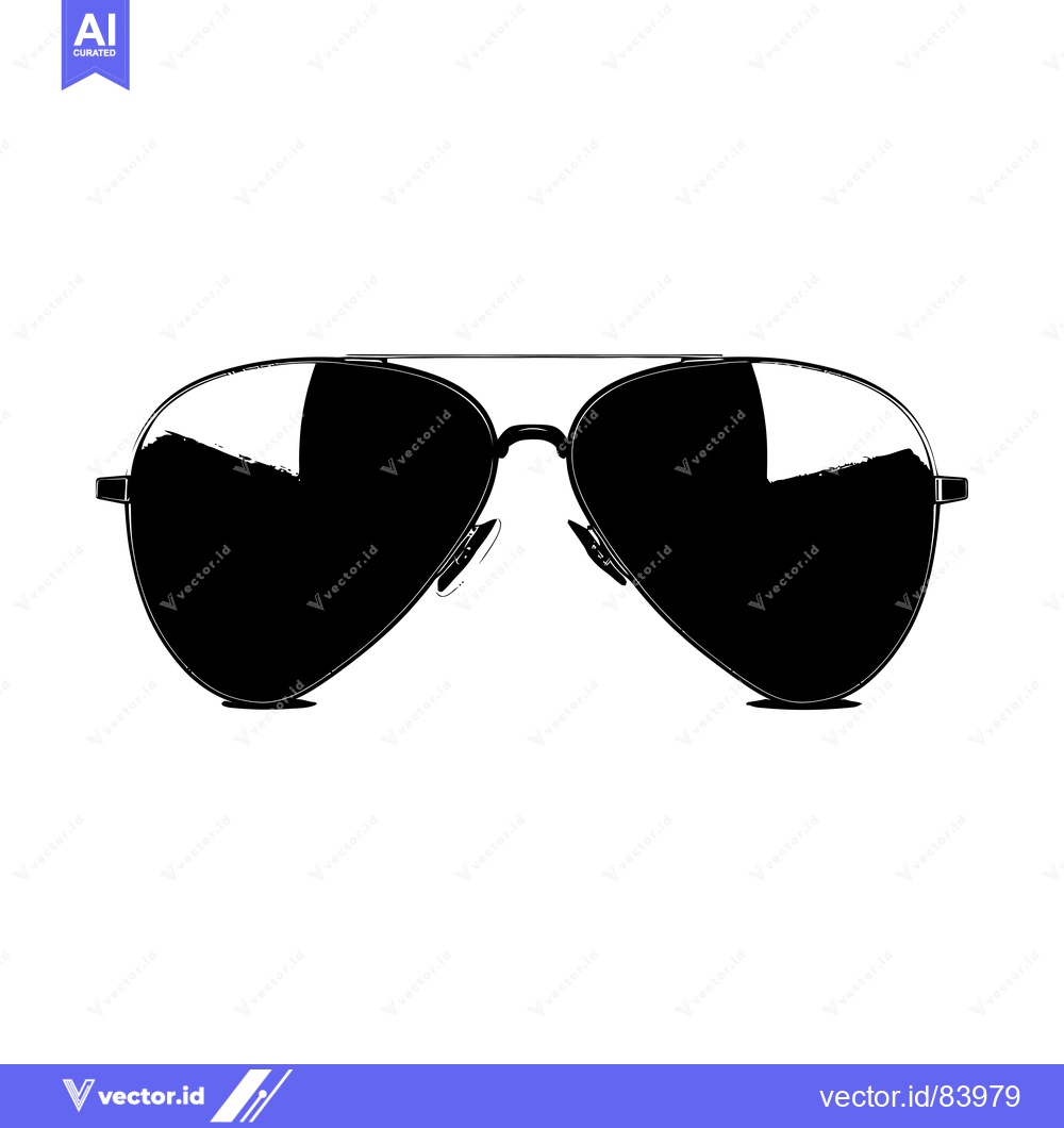 Premium Vector dari Black and White Illustration of Aviator Sunglasses