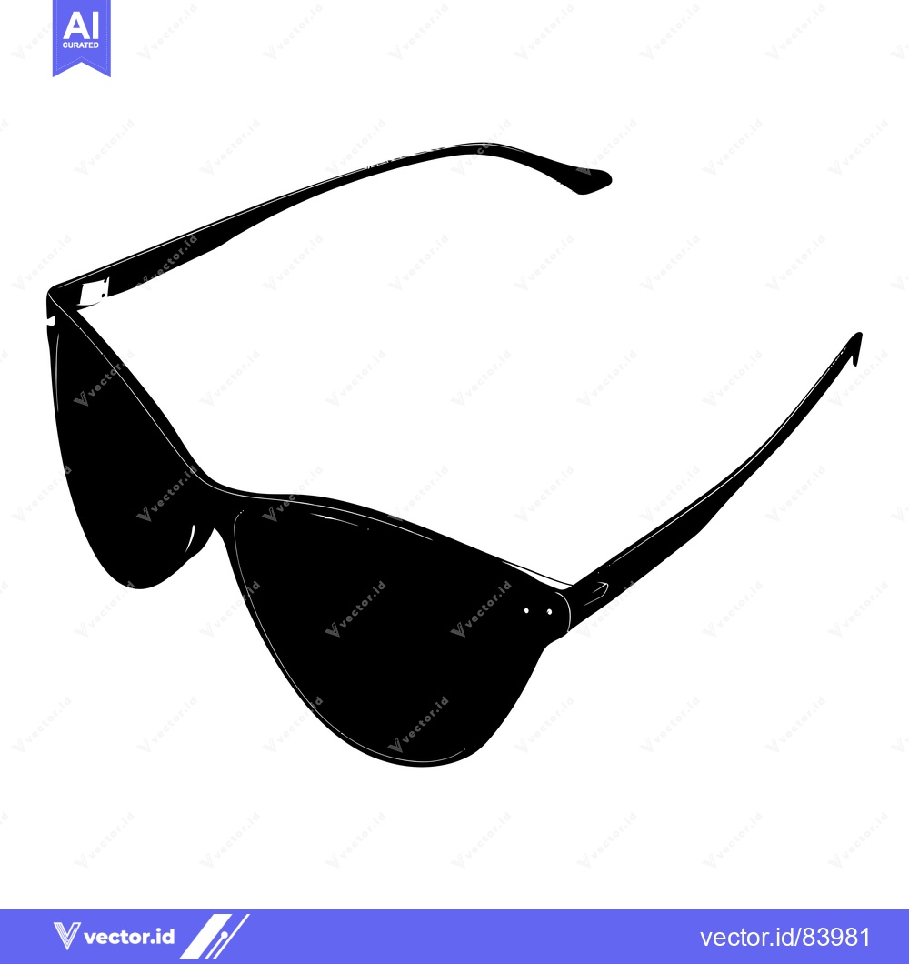 Premium Vector dari Black and White Silhouette of Cat Eye Sunglasses