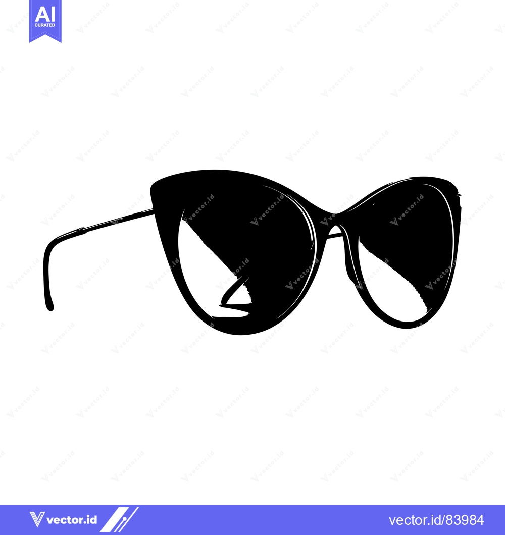 Premium Vector of A pair of black cat-eye sunglasses with a white background