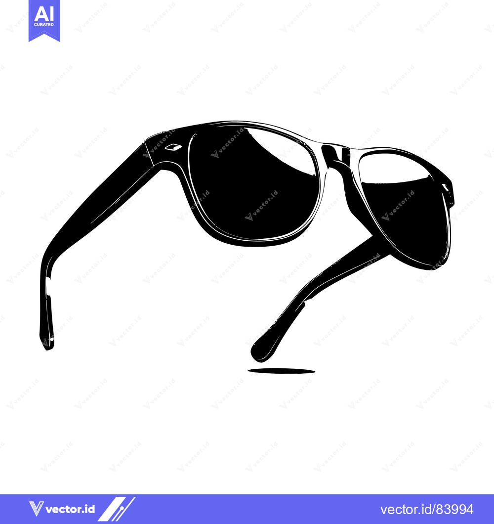 Premium Vector dari Black and White Illustration of Sunglasses Floating in the Air