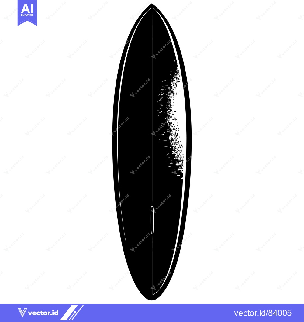 Premium Vector of Black and White Silhouette of a Surfboard